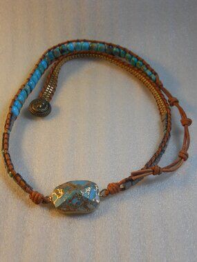 BOHO - Turquoise & Leather Wrap Bracelet 830